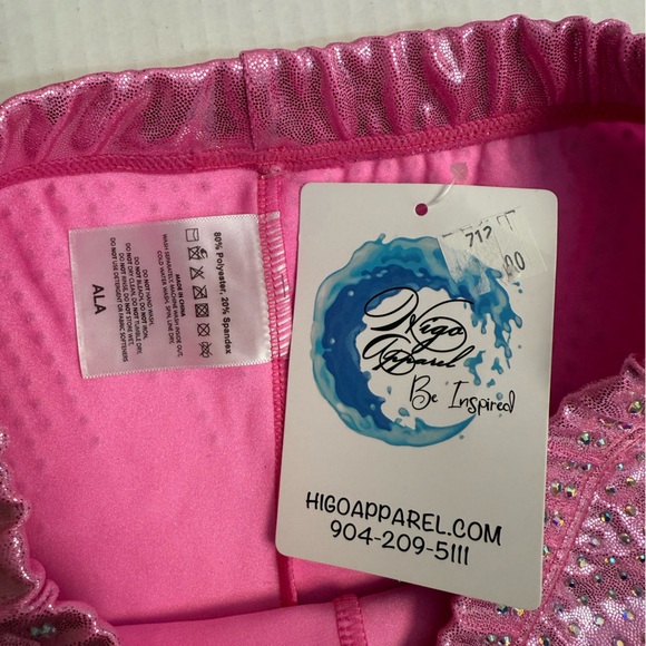 Higo Apparel Gymnastics Bubblegum Crop Set New With Tags Large Adult Pink - Picture 3 of 14